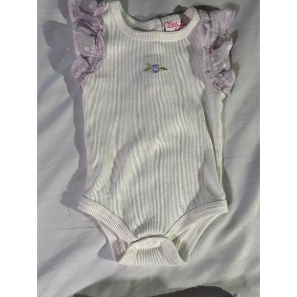 Little Lass Baby Girls 12M Lavender White Floral Tutu Skirt and Bodysuit Set - Picture 2 of 8